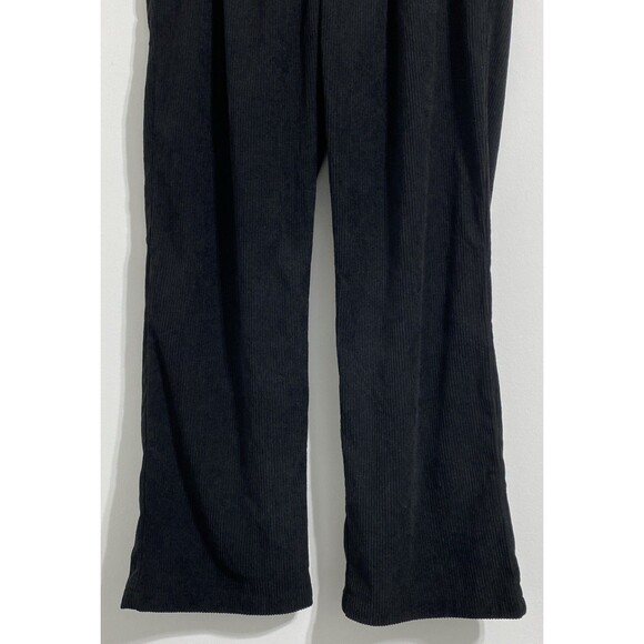 Halara Pants Women's L Black Corduroy Ribbed Pleated High Rise Athleisure NEW - Picture 3 of 9